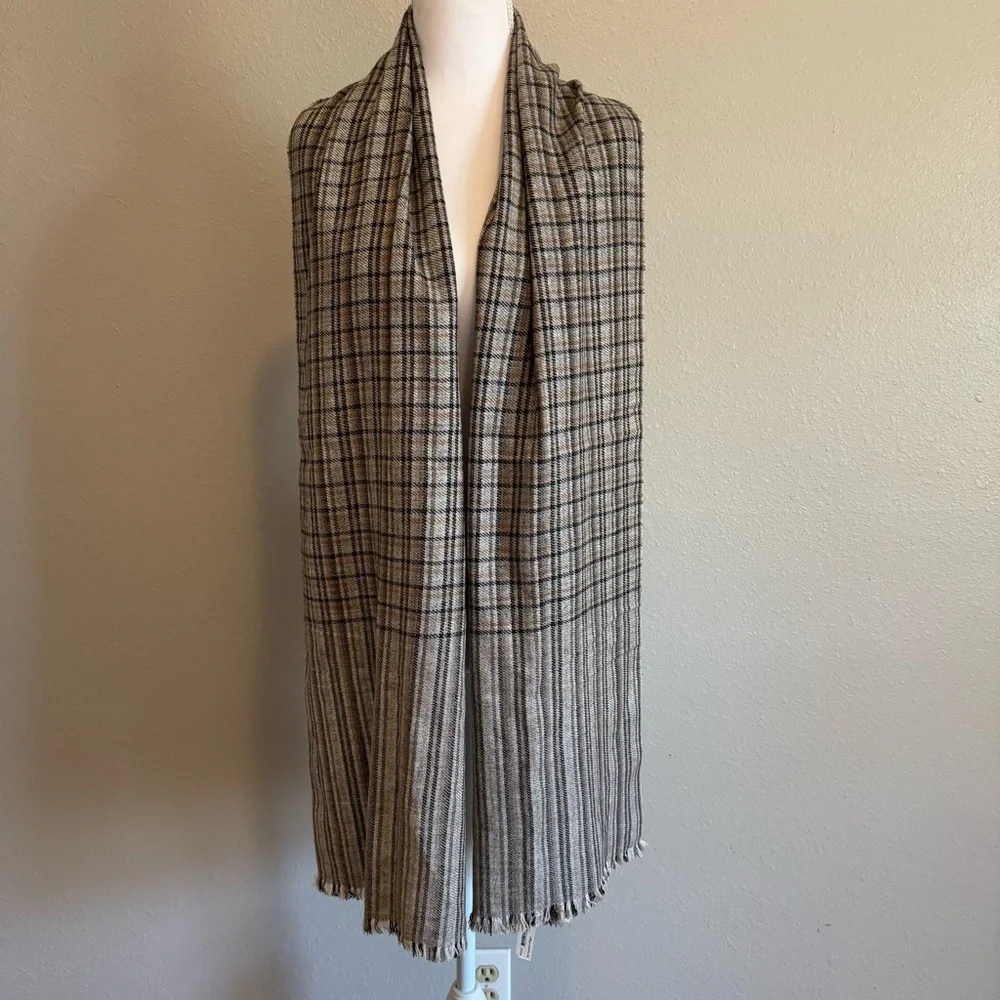 NWT Unisex Bagmati Houndstooth Scarf 100% Sheep Wool Handmade Nepal‎ 14x77